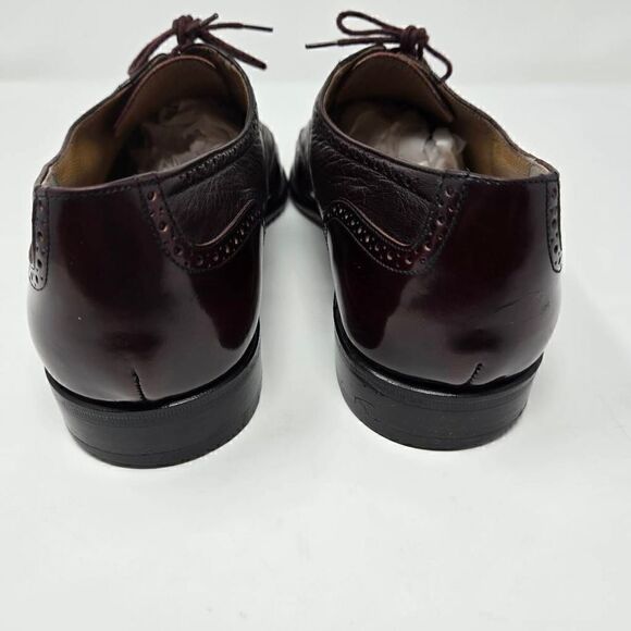 STAMATI MASTROIANNI ITALY BURGUNDY PATENT DEERSKIN WINGTIP OXFORDS MENS 10.5 - Picture 6 of 10